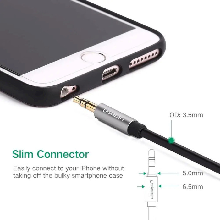 Кабель мультимедійний 3.5mm M to 3.5mm M 2.0m AV119 black Ugreen (10735) (90401962)