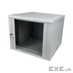 Шафа настінна Eserver 9U 19" 600х600х503 (Ш*Г*В), скло, сіра (ES-Е960G)