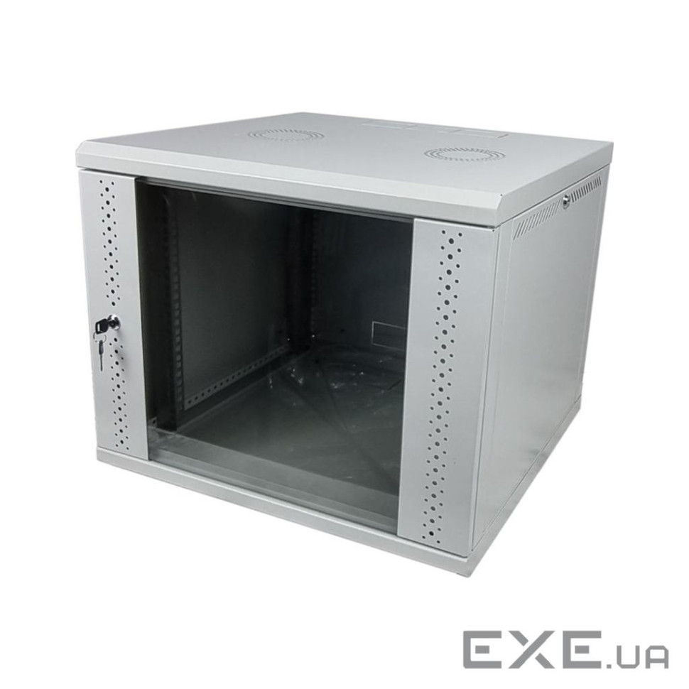 Шафа настінна Eserver 9U 19" 600х600х503 (Ш*Г*В), скло, сіра (ES-Е960G)