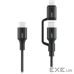 Дата кабель USB-C to USB-C + Lightning black Promate (powerlink-cci.black)