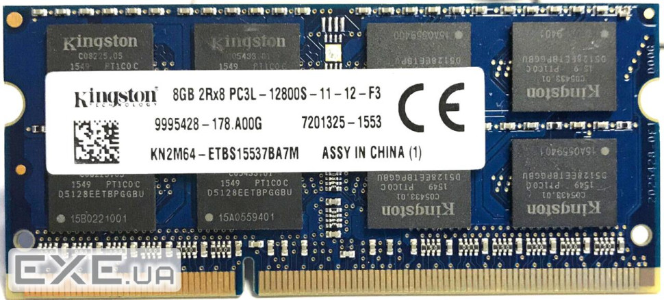 Модуль пам'яті SO-DIMM 8GB/1600 DDR3L Kingston (KN2M64-ETB)