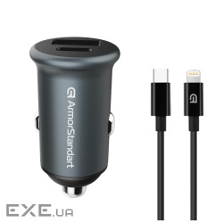 Зарядний пристрій Armorstandart USB Type-C PD20W + USB QC 3.0 Grey + cable Lightning (ARM82460)