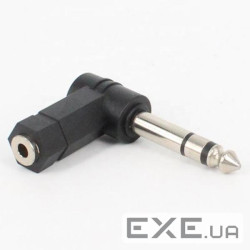 Перехідник Lucom аудіо Jack 3.5mm 3pin-6.3mm F/M, адаптер 90ё Stereo (62.09.8047-1)