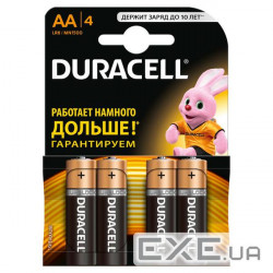 Батарейка Duracell AA лужні 4 шт. в упаковці (5000394052536 / 81551270) (5000394052536 / 81551270)