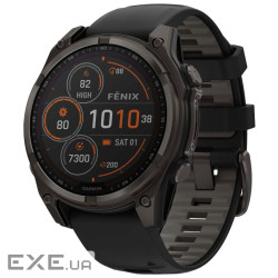 Смарт-годинник Garmin fenix 8 47mm,Saph Solar,CrbnGry Ti/Blk,Blk/PblGryBnd (010-02906-11)