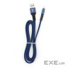 Дата кабель USB 2.0 AM to Micro 5P 1m flat nylon blue Vinga (VCPDCMFNB1B)