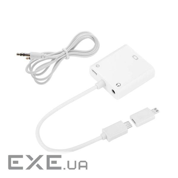 Конвертер MHL microUSB (тато) => VGA(мама) + Audio Jack3.5, 0.1м , White, BOX (OT-3207)