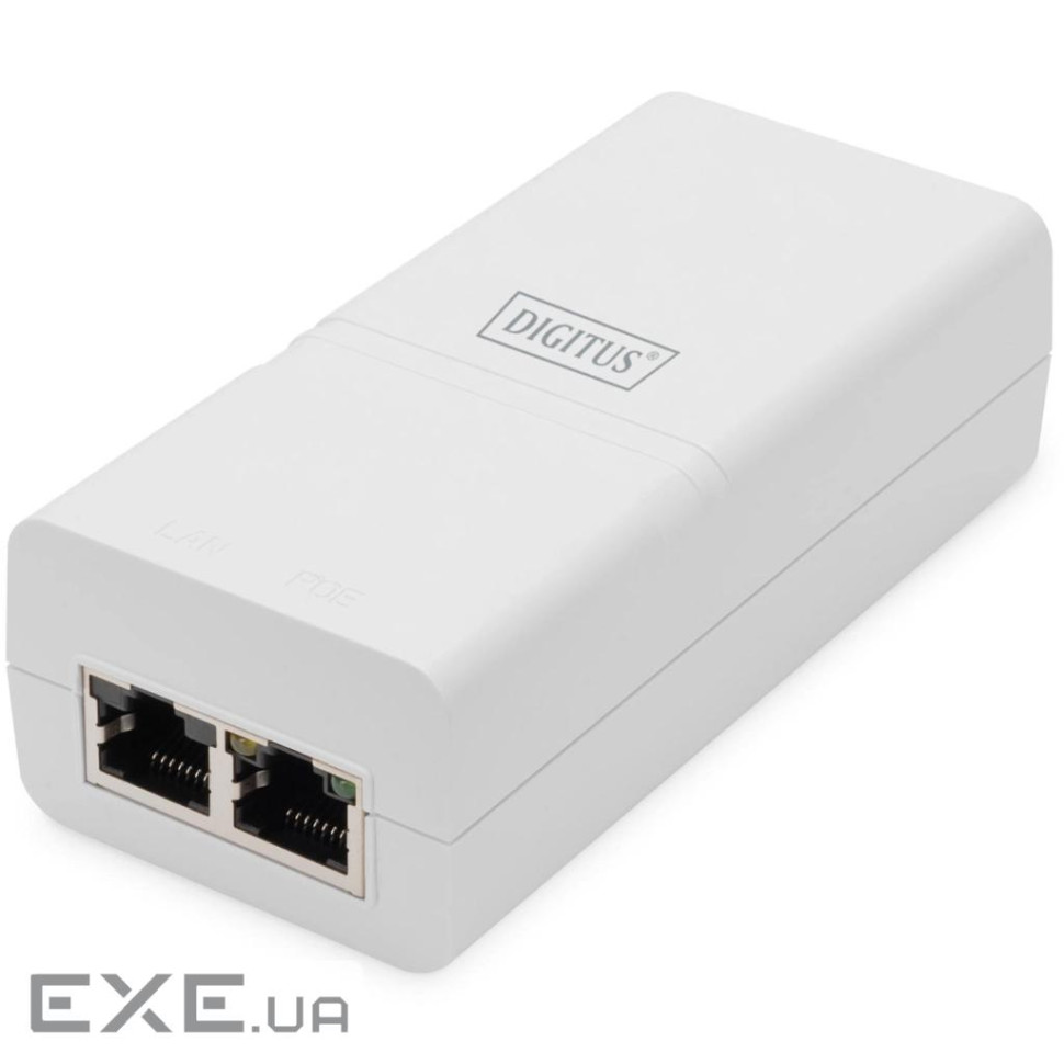 PoE-Інжектор DIGITUS PoE+ 802.3at, 10/100/1000 Mbps, Output max. 48V, 30W, білий (DN-95132)