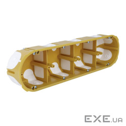 Підрозетник в пустотілі стіни, чотирьохкратний, з еластичними вводами, ПВХ, жовти (KPL 64-50/4LD_NA) (KPL 64-50/4LD_NA)