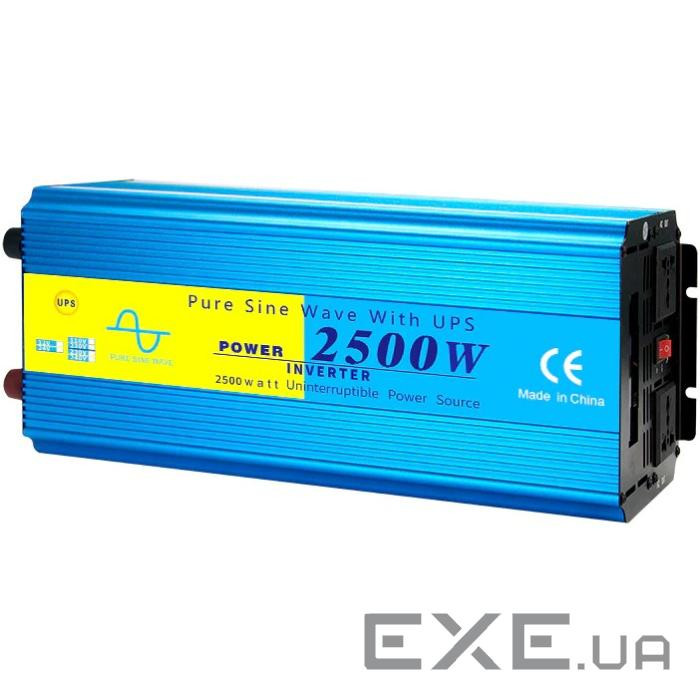 Інвертор Choetech з зарядкою, функція ДБЖ 12\220V 2500Вт, LiFePO₄/Li-ion/AGM/GEL, (INV-C2500WUPS-EU)