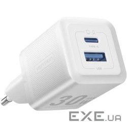 Зарядний пристрій 2xUSB 30W (USB-A/USB-C) + USB-C cable М-М White Vention (TZ-FEQW0-EU-01)