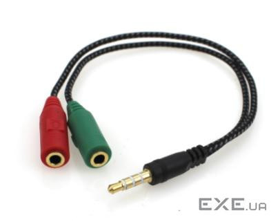 Перехідник Lucom аудіо Jack 3.5mm 4pin-3.5mm 3pinx2 M/F,0.15m (62.09.8010-1)