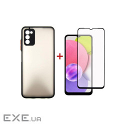 Чохол до мобільного телефона Dengos Kit for Samsung Galaxy A03s case + glass (Black) (DG-KM-24)