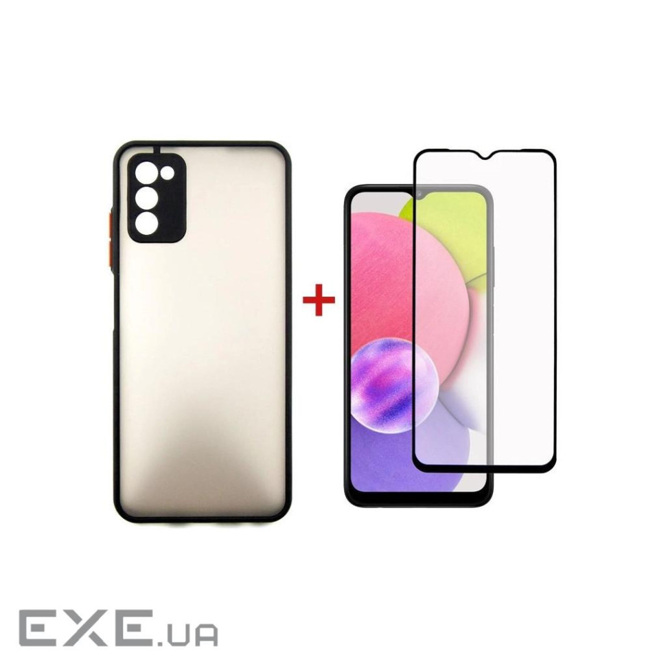 Чохол до мобільного телефона Dengos Kit for Samsung Galaxy A03s case + glass (Black) (DG-KM-24)