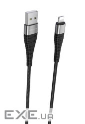 Кабель BOROFONE BX32 Munificent Lightning 1m, aluminum alloy casing, nylon braid Black (BX32LB)