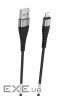 Кабель BOROFONE BX32 Munificent Lightning 1m, aluminum alloy casing, nylon braid Black (BX32LB)