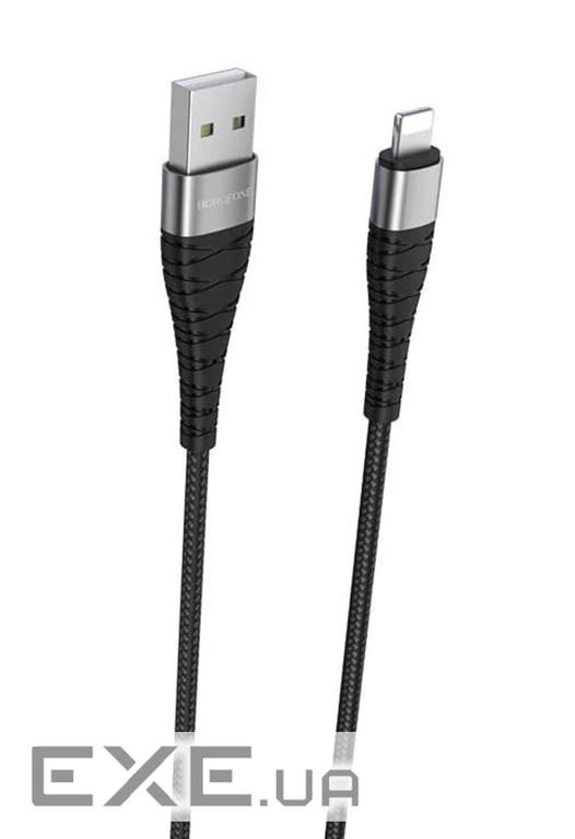 Кабель BOROFONE BX32 Munificent Lightning 1m, aluminum alloy casing, nylon braid Black (BX32LB)
