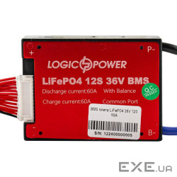 BMS плата LiFePO4 36V 12S Dis 60A Ch 30A (12240)