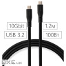Дата кабель USB-C to USB-C 1.2m UBS3.2 Gen2 10G 100W Chip Silicon Black Vinga (VCPDCCC31012SB)