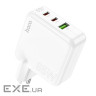 Зарядний пристрій HOCO C115A Header 2xUSB-C PD65W + 1xUSB QC3.0 GaN White (6931474798312)