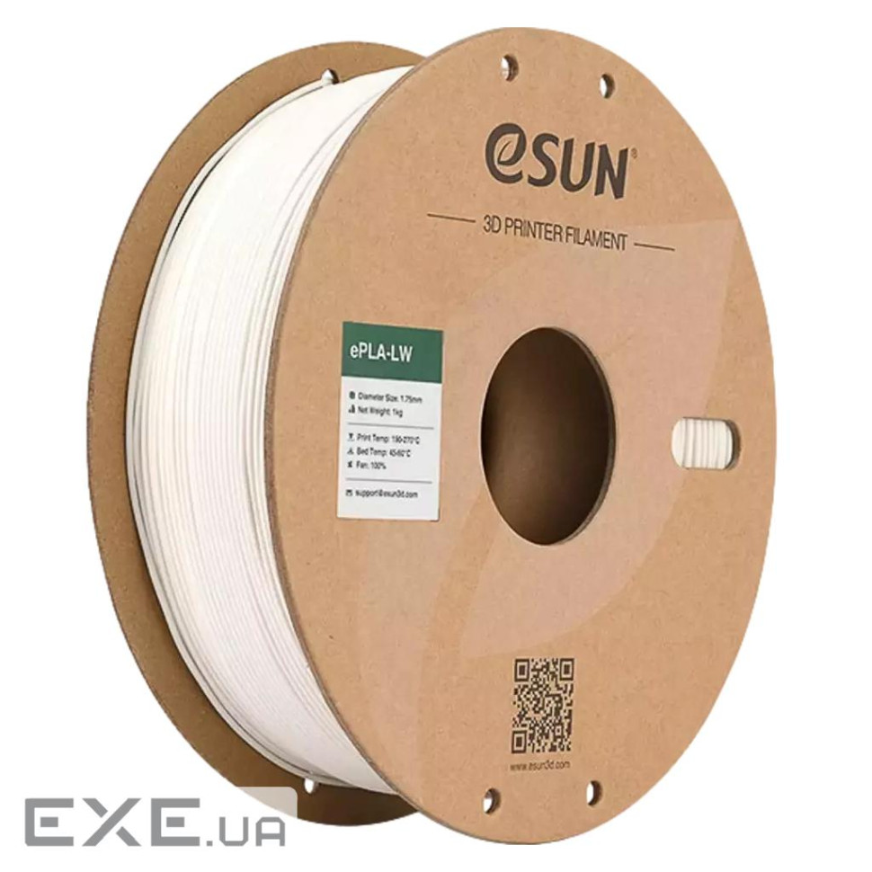 Пластик для 3D-принтера eSUN PLA LW 1,75mm 1kg WHITE (PLA-LW175W1P1)