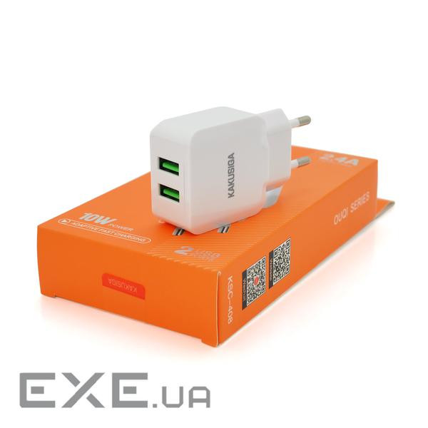 СЗУ AC100-240V iKAKU KSC-408 OUQI, 2xUSB, 2.4A, White, Box (KSC-408-OUQI)