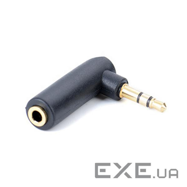 Перехідник Lucom аудіо Jack 3.5mm 3pin M/F, кутовий 90 AUX Gold, чорний (62.09.8048-1)