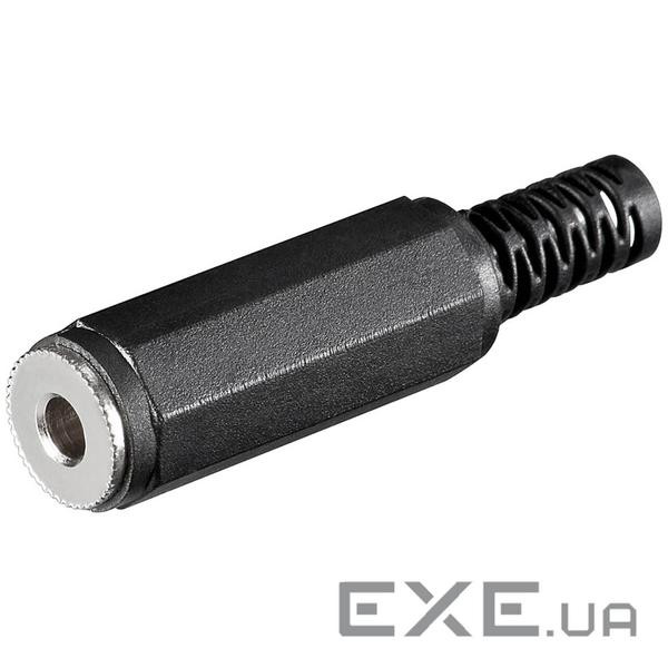 Гніздо FreeEnd-Jack 3.5mm 3pin,/F Stereo Plastic+CableProtect,чорний (75.01.1059-1) (75.01.1059-1)