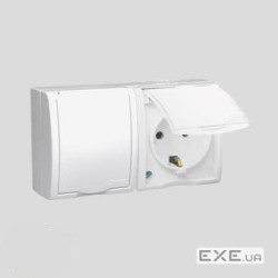 Розетка электр. внешняя 2х Aquarius SCHUKO непрозр. крышка IP54, красная (AQGSZ1-2/22)