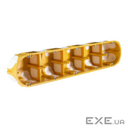 Підрозетник в пустотілі стіни, п"ятикратний, з еластичними вводами, ПВХ, жовтий, (KPL 64-50/5LD_NA) , (KPL 64-50/5LD_NA)