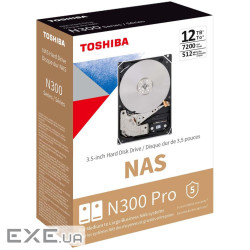 Жорсткий диск Toshiba N300 Pro 12Tb/3.5/7200/512/S3.0 (HDWG51CXZSTB)