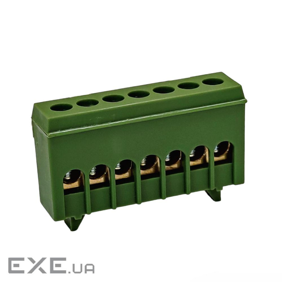 Шина нульова ізольована на DIN-рейку 7 отв., зелена (T6I-7) (T6I-7)