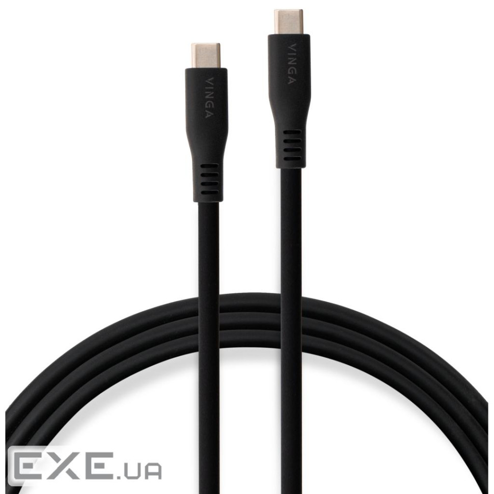 Дата кабель USB-C to USB-C 2.0m UBS3.2 Gen2 10G 240W Chip Silicon Black Vinga (VCPDCCC3242SB)
