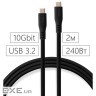 Дата кабель USB-C to USB-C 2.0m UBS3.2 Gen2 10G 240W Chip Silicon Black Vinga (VCPDCCC3242SB)