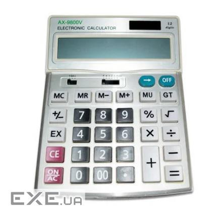 Калькулятор AX 9800V, 31 кнопка, сріблястий, розміри 200х155х50, Box