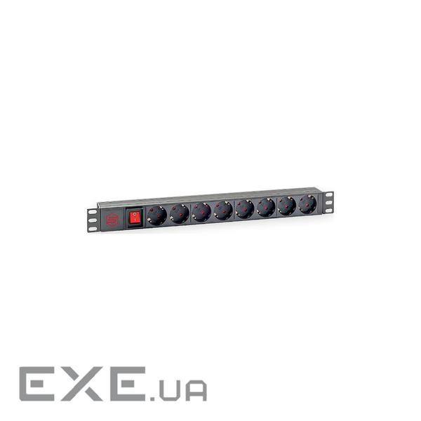 Силовий блок 19" 1U 8xSchuko, вимикач, С14 Kingda (KD-PDU-GM-1U-P8-C14)