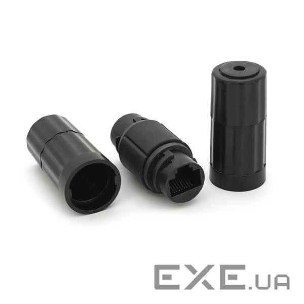 З&apos,єднувач RJ45 8P8C IP68 мама / мама RJ45 для з&apos,єднання кабелю,чорний, водонепрони (11445) (11445)