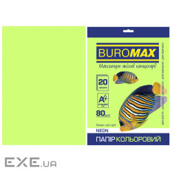 Папір Buromax А4, 80g, NEON green, 20sh (BM.2721520-04)