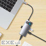Концентратор Baseus Metal Gleam 4in1 USB-C (3xUSB-A+RJ45) Gray (WKWG070113)
