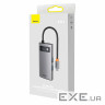 Концентратор Baseus Metal Gleam 4in1 USB-C (3xUSB-A+RJ45) Gray (WKWG070113)