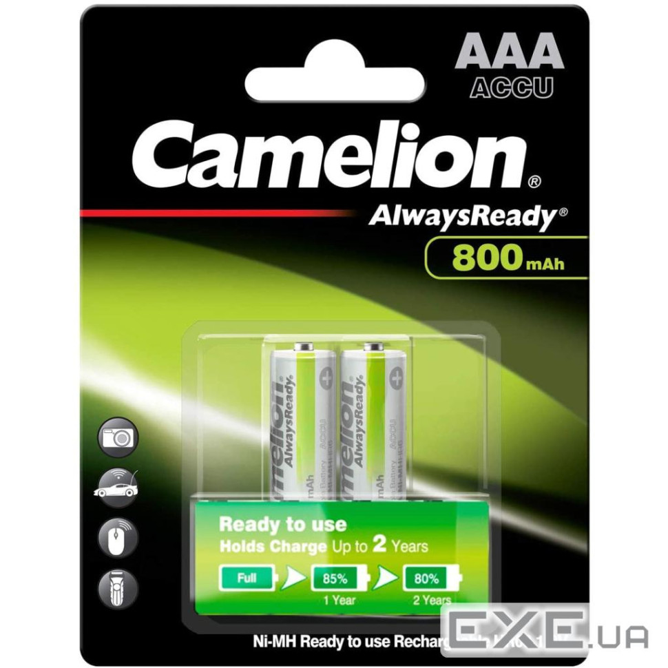 Акумулятор Camelion AА 800mAh Ni-MH Always Ready HR6 BP2 (NH-AA800ARBP2)