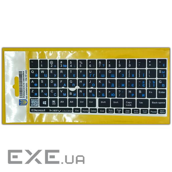 Наклейка на клавиатуру BestKey непрозрачная чорная, 76, синий (BKU13BLU/013)