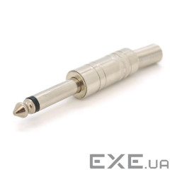 Роз'єм 6,3 моно під рифлений кабель з пружиною (сірий метал ) (YT-6.3M(M)-S)