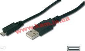Кабель USB 2.0 (AM / microB) DIGITUS 1м, Black / Чорний, bulk (AK-300127-010-S)