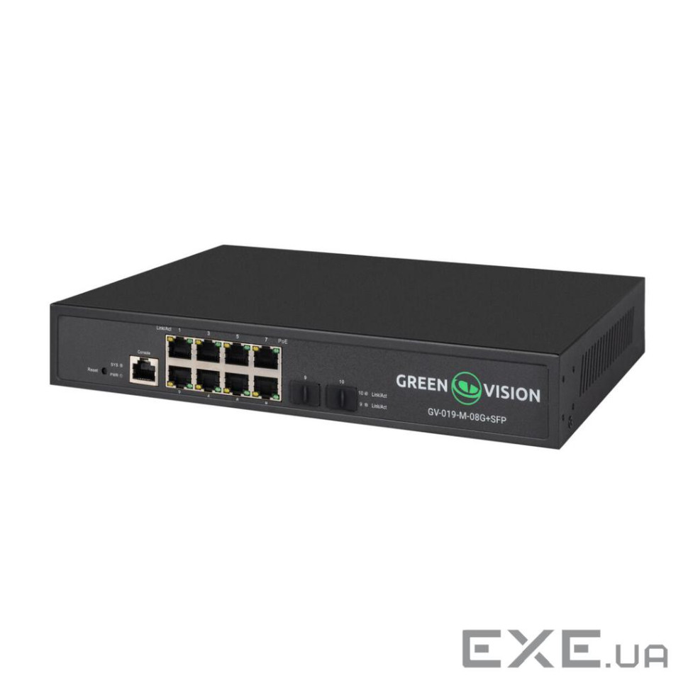 Комутатор мережевий POE GV-019-M-08G+SFP