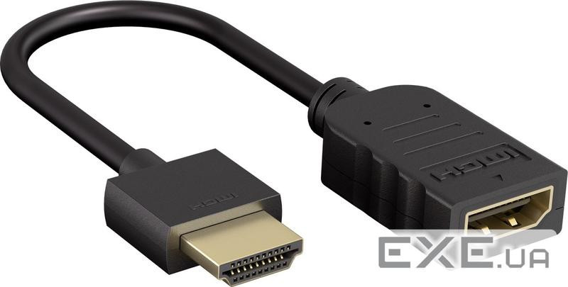 Кабель монітора-подовжувач HDMI M/F 0.1m,HS+HEC+ARC v2.0 4K@60Hz HDR Flex,чорний (75.06.4824-1) (75.06.4824-1)