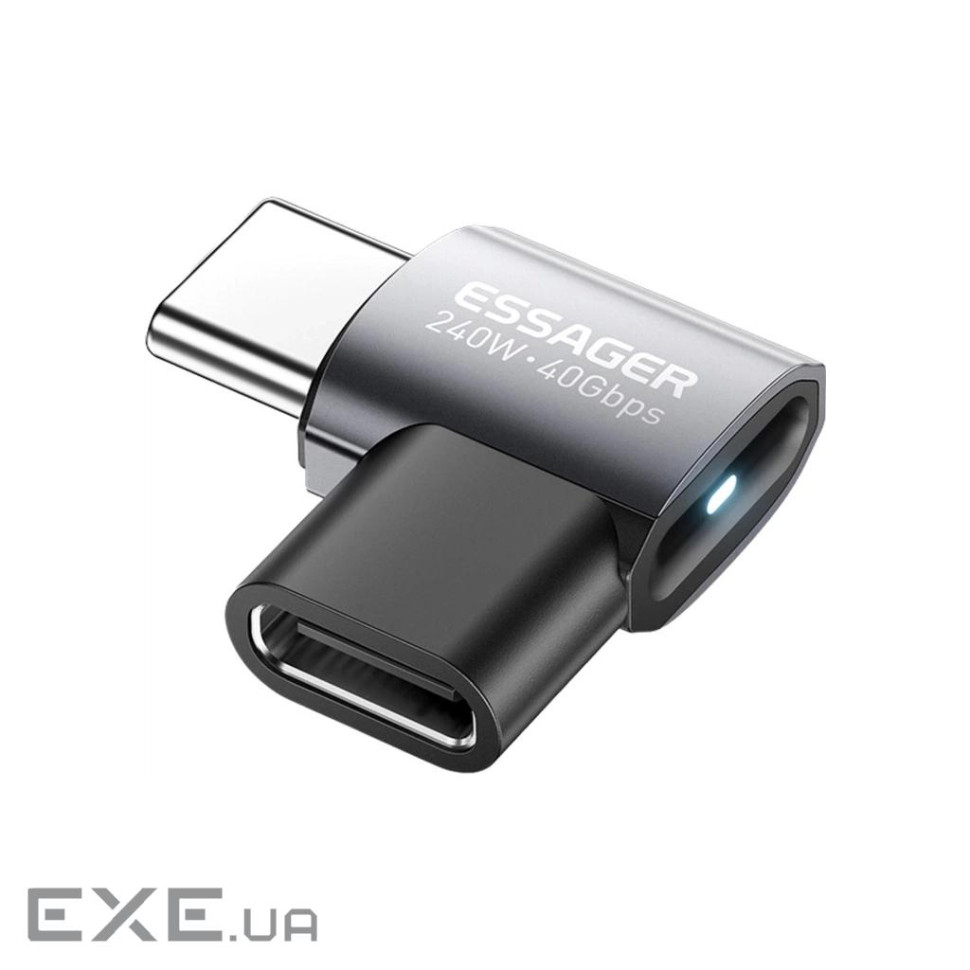 Перехідник USB-C F to USB-C M USB 4.0 40Gbps 240W 90 corner Essager (EOTG7-YH0G-P)