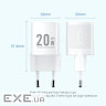 Зарядний пристрій 1xUSB-C 20W GaN + USB-C cable М-М White Vention (TZ-FEPW0-EU-01)