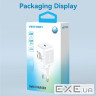 Зарядний пристрій 1xUSB-C 20W GaN + USB-C cable М-М White Vention (TZ-FEPW0-EU-01)