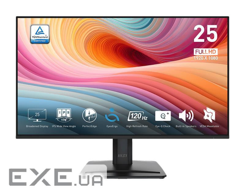 Монітор MSI 24.5" PRO MP251-E2 D-Sub, HDMI, DP, MM, IPS, 120Hz, sRGB 99%, Adap (9S6-3PD2CM-037)